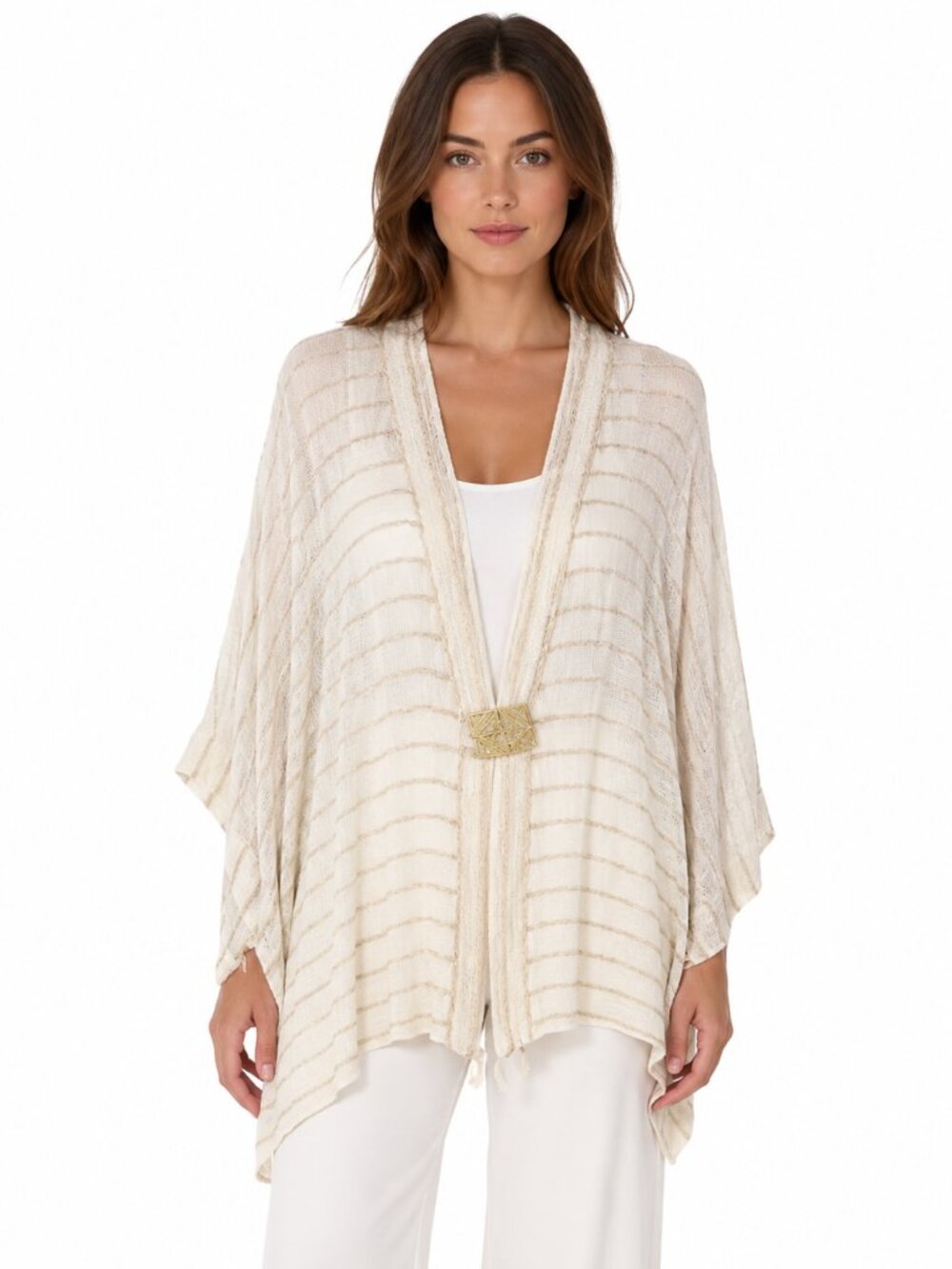 IC by Connie K Linen Blend Cardigan 2X Tan Open Front Coastal Minimalist